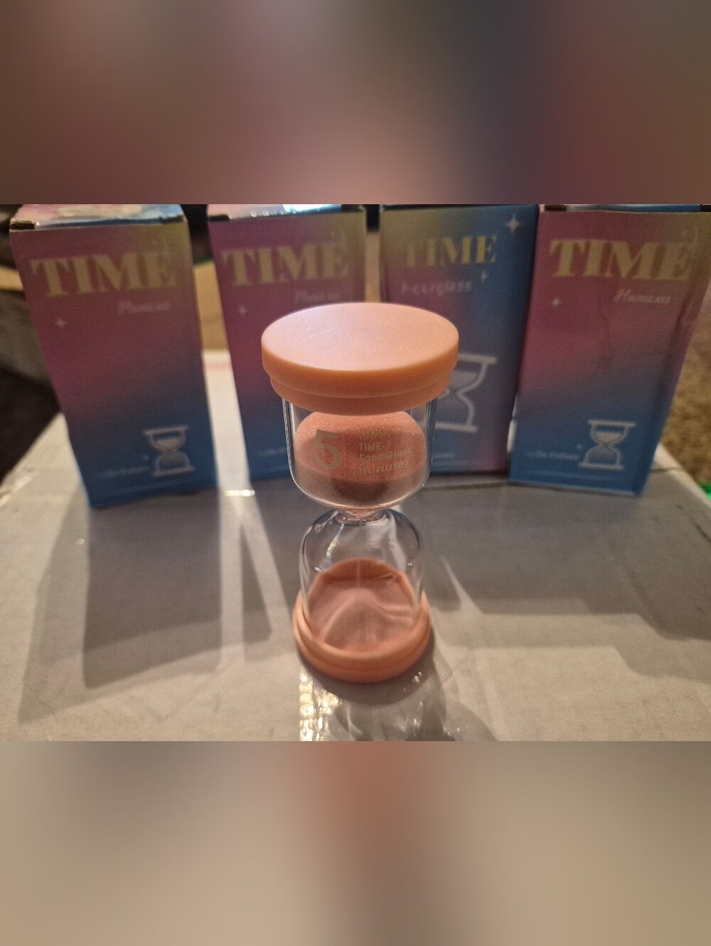 5 Of The 5 Min TIME Hourglass Sand Timer in Peach